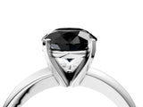 White gold Fancy Black Round Cut Diamond Solitaire Engagement Ring with Round Band and Four-Prong Setting_196