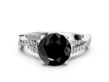 White gold Fancy Black Round Cut Diamond Solitaire Engagement Ring with Twisted Pavé Band and Four-Prong Setting_60