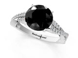 White gold Fancy Black Round Cut Diamond Solitaire Engagement Ring with Twisted Pavé Band and Four-Prong Setting_61