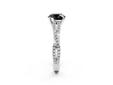 White gold Fancy Black Round Cut Diamond Solitaire Engagement Ring with Twisted Pavé Band and Four-Prong Setting_62