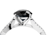 White gold Fancy Black Round Cut Diamond Solitaire Engagement Ring with Twisted Pavé Band and Four-Prong Setting_64
