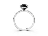 White gold Fancy Black Round Cut Diamond Solitaire Pavé Band with Four-Prong Setting_3