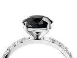 White gold Fancy Black Round Cut Diamond Solitaire Pavé Band with Four-Prong Setting_4