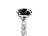 White gold Fancy Black Round Cut Diamond Solitaire Pavé Band with Four-Prong Setting_5