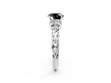 White gold Fancy Black Round Cut Diamond Solitaire Ring with Filigree Band and Four-Prong Setting_14