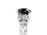 White gold Fancy Black Round Cut Diamond Solitaire Ring with Filigree Band and Four-Prong Setting_17