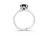 White gold Fancy Black Round Cut Diamond Solitaire Ring with Flower Prong Setting and Classic Band_3