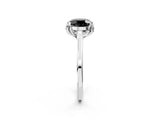 White gold Fancy Black Round Cut Diamond Solitaire Ring with Flower Prong Setting and Classic Band_63