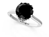White gold Fancy Black Round Cut Diamond Solitaire Ring with Flower Prong Setting and Classic Band_67