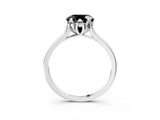 White gold Fancy Black Round Cut Diamond Solitaire Ring with Flower Prong Setting and Classic Band_70