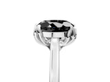White gold Fancy Black Round Cut Diamond Solitaire Ring with Flower Prong Setting and Classic Band_72