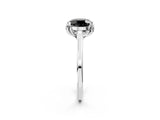 White gold Fancy Black Round Cut Diamond Solitaire Ring with Flower Prong Setting and Classic Band_88