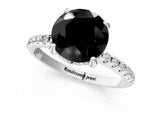 White gold Fancy Black Round Cut Diamond Solitaire Ring with Four-Prong Setting and Pavé Band_16