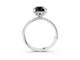 White gold Fancy Black Round Cut Diamond Solitaire Ring with Four-Prong Setting and Pavé Band_18