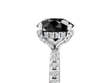 White gold Fancy Black Round Cut Diamond Solitaire Ring with Four-Prong Setting and Pavé Band_20