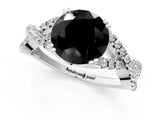 White gold Fancy Black Round Cut Diamond Solitaire Ring with Four-Prong Setting and Twisted Pavé Band_13