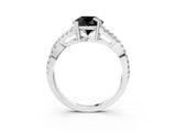 White gold Fancy Black Round Cut Diamond Solitaire Ring with Four-Prong Setting and Twisted Pavé Band_15