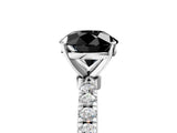 White gold Fancy Black Round Cut Diamond Solitaire Ring with Pavé Accents and Four-Prong Setting_5