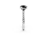 White gold Fancy Black Round Cut Diamond Solitaire Ring with Pavé Band and Four-Prong Setting_26
