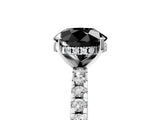 White gold Fancy Black Round Cut Diamond Solitaire Ring with Pavé Band and Four-Prong Setting_29