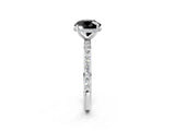 White gold Fancy Black Round Cut Diamond Solitaire Ring with Pavé Band and Hidden Halo_26