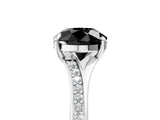 White gold Fancy Black Round Cut Diamond Solitaire Ring with Pavé Band and Prong Setting_17