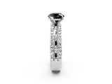White gold Fancy Black Round Cut Diamond Solitaire Ring with Pavé and Channel Set Band_2