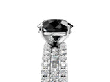 White gold Fancy Black Round Cut Diamond Solitaire Ring with Pavé and Channel Set Band_5