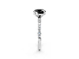 White gold Fancy Black Round Cut Diamond Solitaire Ring with Pave Band and Four Prong Setting_26
