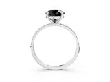 White gold Fancy Black Round Cut Diamond Solitaire Ring with Pave Band and Four Prong Setting_27