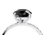 White gold Fancy Black Round Cut Diamond Solitaire Ring with Pave Band and Four Prong Setting_28