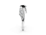 White gold Fancy Black Round Cut Diamond Solitaire Ring with Prong Setting and Twisted Pavé Band_14
