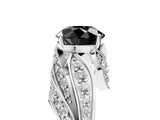 White gold Fancy Black Round Cut Diamond Solitaire Ring with Prong Setting and Twisted Pavé Band_17