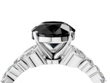 White gold Fancy Black Round Cut Diamond Solitaire Ring with Side Stones and Four-Prong Setting_58