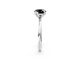 White gold Fancy Black Round Cut Diamond Solitaire Ring with Thin Band and Four-Prong Setting_2