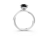 White gold Fancy Black Round Cut Diamond Solitaire Ring with Thin Band and Four-Prong Setting_3