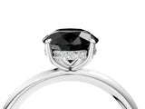 White gold Fancy Black Round Cut Diamond Solitaire Ring with Thin Band and Four-Prong Setting_4