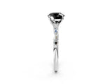 White gold Fancy Black Round Cut Diamond Solitaire with Side Baguettes and Channel Set Band_2