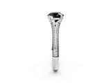 White gold Fancy Black Round Cut Diamond Split Shank Engagement Ring with Pavé Band_2