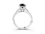 White gold Fancy Black Round Cut Diamond Split Shank Engagement Ring with Pavé Band_3