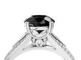 White gold Fancy Black Round Cut Diamond Split Shank Engagement Ring with Pavé Band_4
