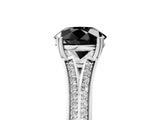 White gold Fancy Black Round Cut Diamond Split Shank Engagement Ring with Pavé Band_5