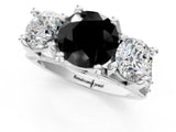 White gold Fancy Black Round Cut Diamond Three-Stone Ring with Channel Set Band and Four-Prong Setting_25