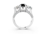 White gold Fancy Black Round Cut Diamond Three-Stone Ring with Channel Set Band and Four-Prong Setting_27