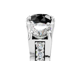 White gold Fancy Black Round Cut Diamond Three-Stone Ring with Channel Set Band and Four-Prong Setting_29