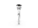 White gold Fancy Black Round Cut Diamond Three-Stone Ring with Four-Prong Setting and Classic Band_2