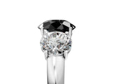White gold Fancy Black Round Cut Diamond Three-Stone Ring with Four-Prong Setting and Classic Band_5