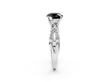 White gold Fancy Black Round Cut Diamond Three-Stone Ring with Pavé Split Shank and Four-Prong Setting_2