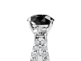 White gold Fancy Black Round Cut Diamond Three-Stone Ring with Pavé Split Shank and Four-Prong Setting_5