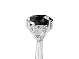 White gold Fancy Black Round Cut Diamond Three-Stone Ring with Pear  Side Stones and Prong Setting_113